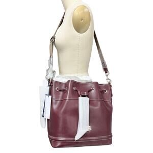 Dooney & Bourke Drawstring Bucket Bag Bordeaux Leather NWT $498
